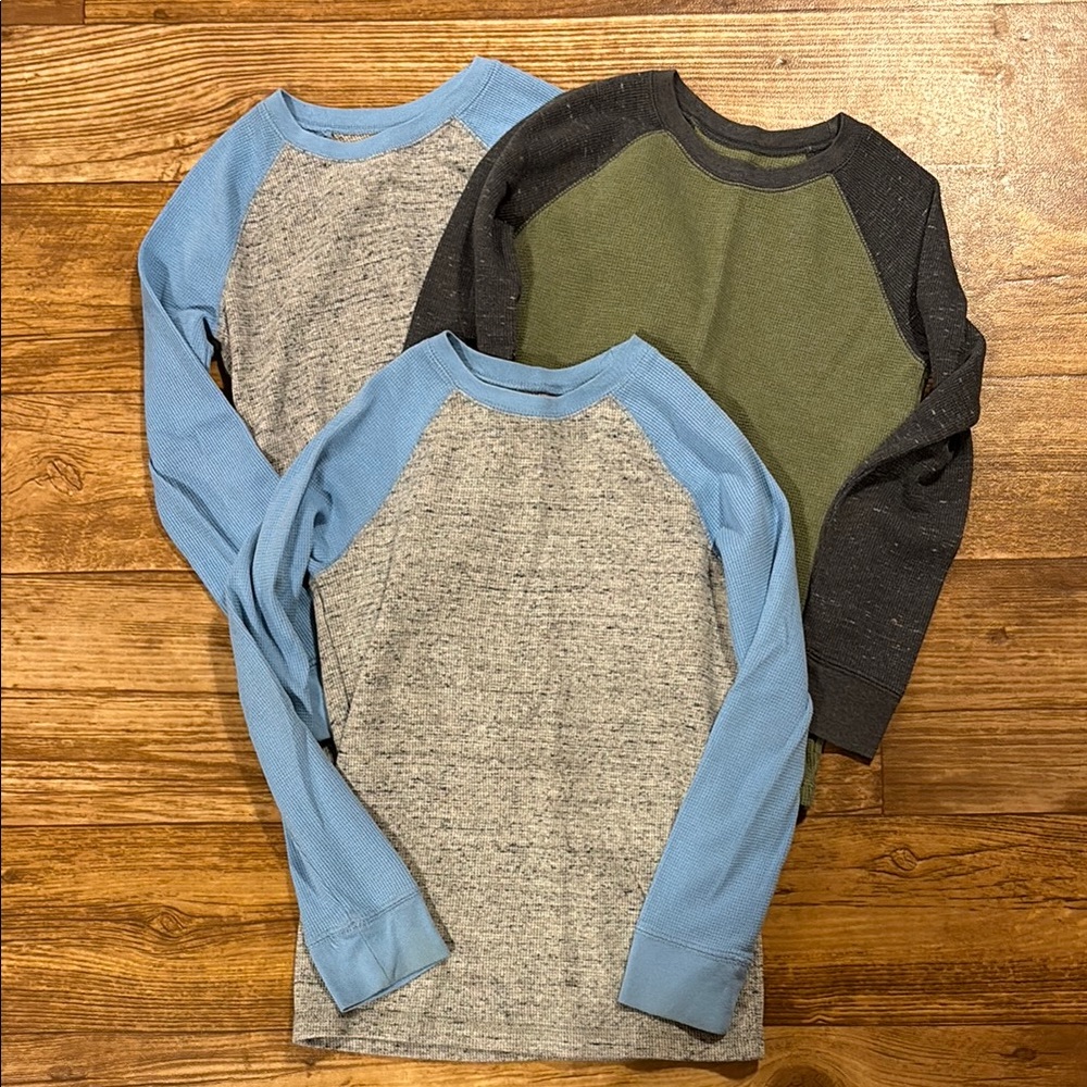 Boys Size 8 Waffle Thermal Long Sleeve Shirts Bundle